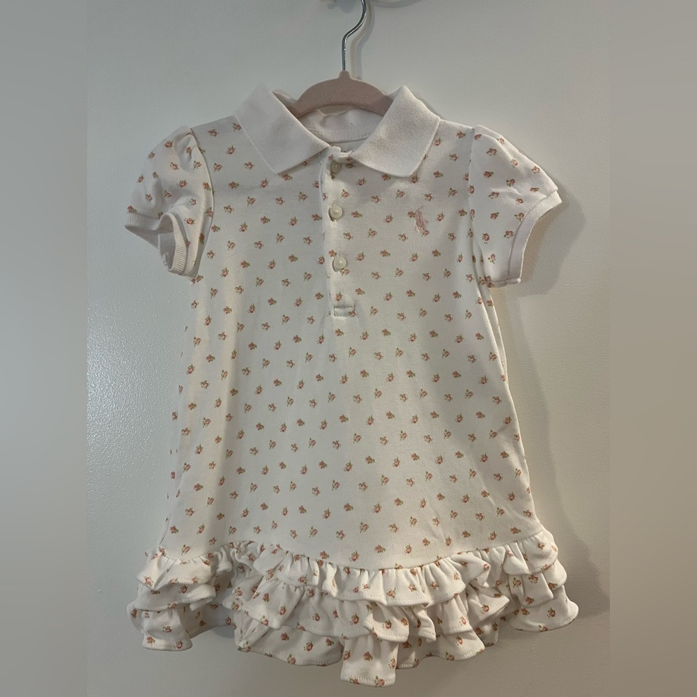 Ralph Lauren- Baby Girls Rose and Ruffle Dress Set
